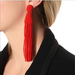 Oscar De La Renta long clip-on beaded earring